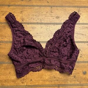 Victorias‎ Secret Body Sexy Unlined floral lace Bralette Medium Red Burgundy